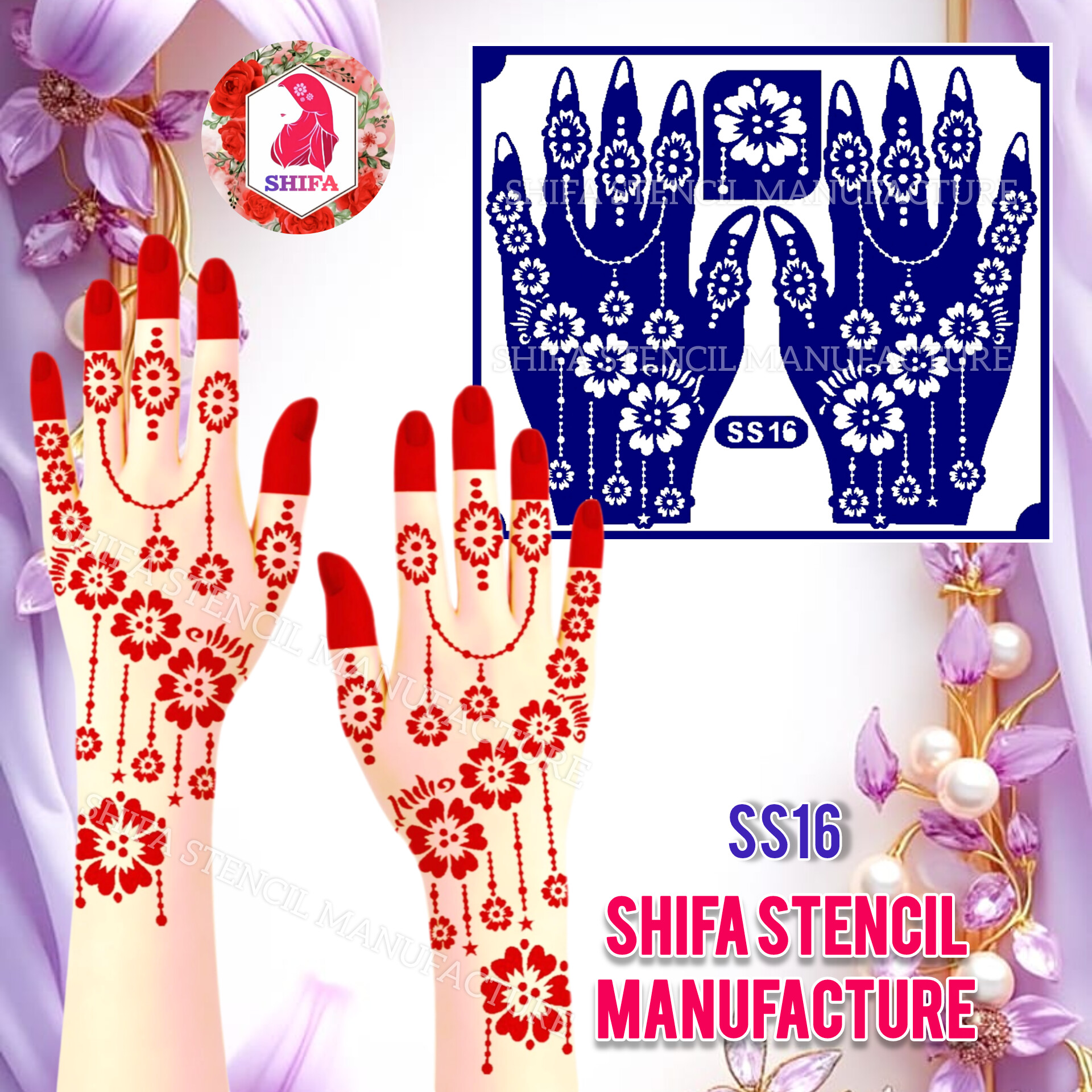 SS16 Hanging floral chains Design  - Sticker Overview  - Shifa Stencil Manufacturer